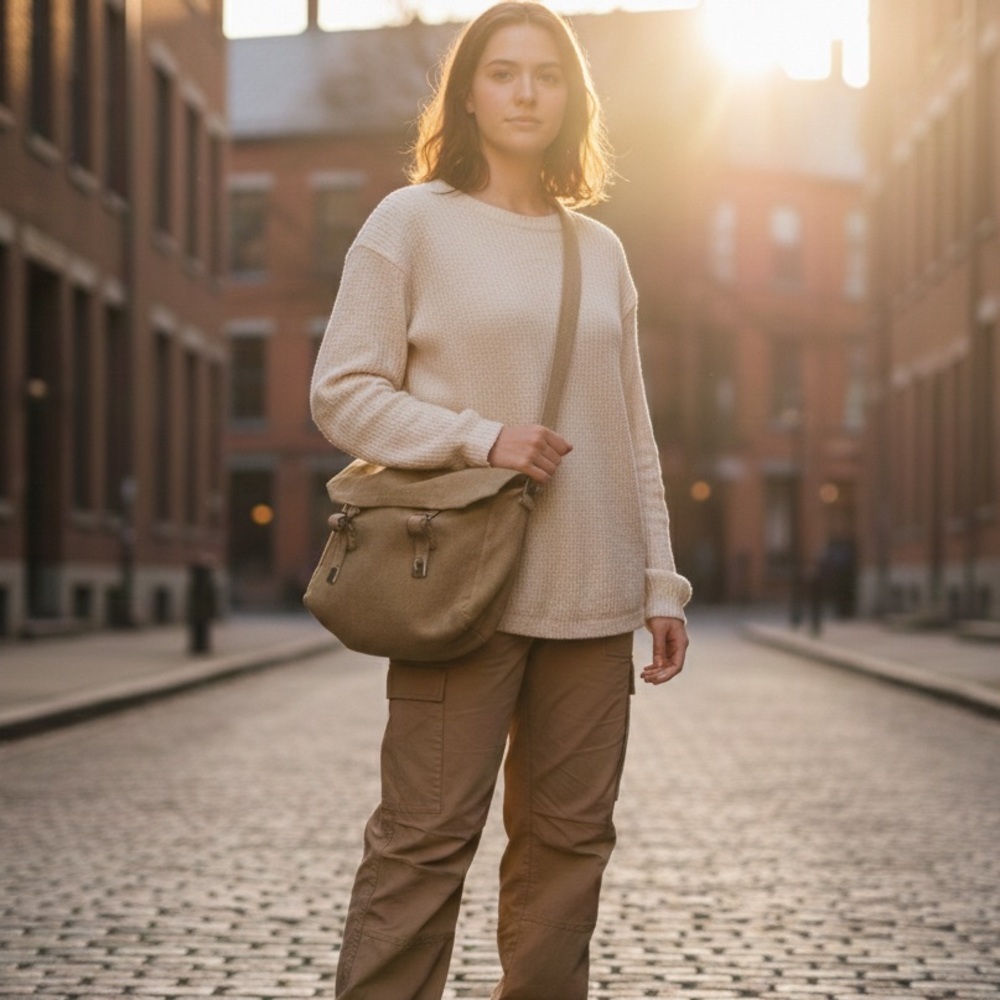 Vintage Military Style Khaki Canvas Messenger‎ Bag Field Satchel Crossbody India